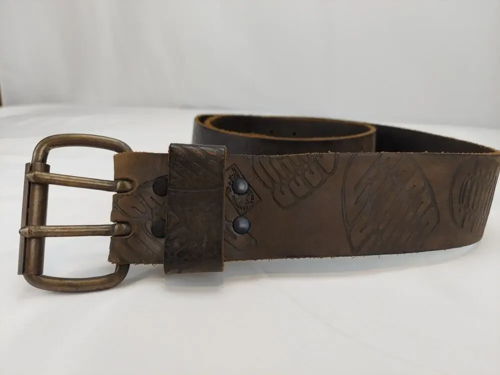 Dr Martens Y2K 90's Vintage Brown Leather Shoe Print Chunky Belt XL Unisex 47
